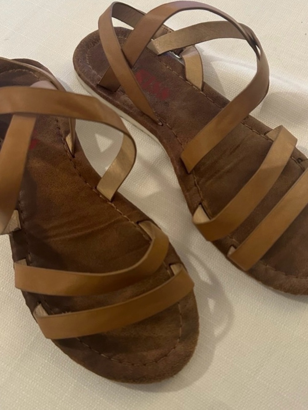 1st Kiss Tan Strappy Flat Sandals